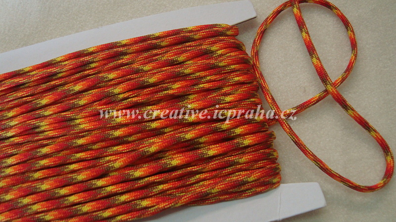 paracord 4mm žlutá+oranžová+červená
